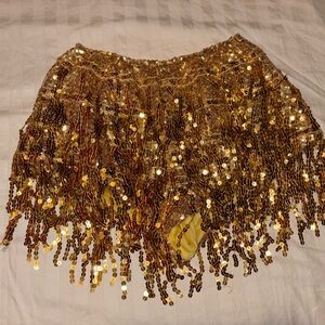Sequin Fringe Gold Shorts